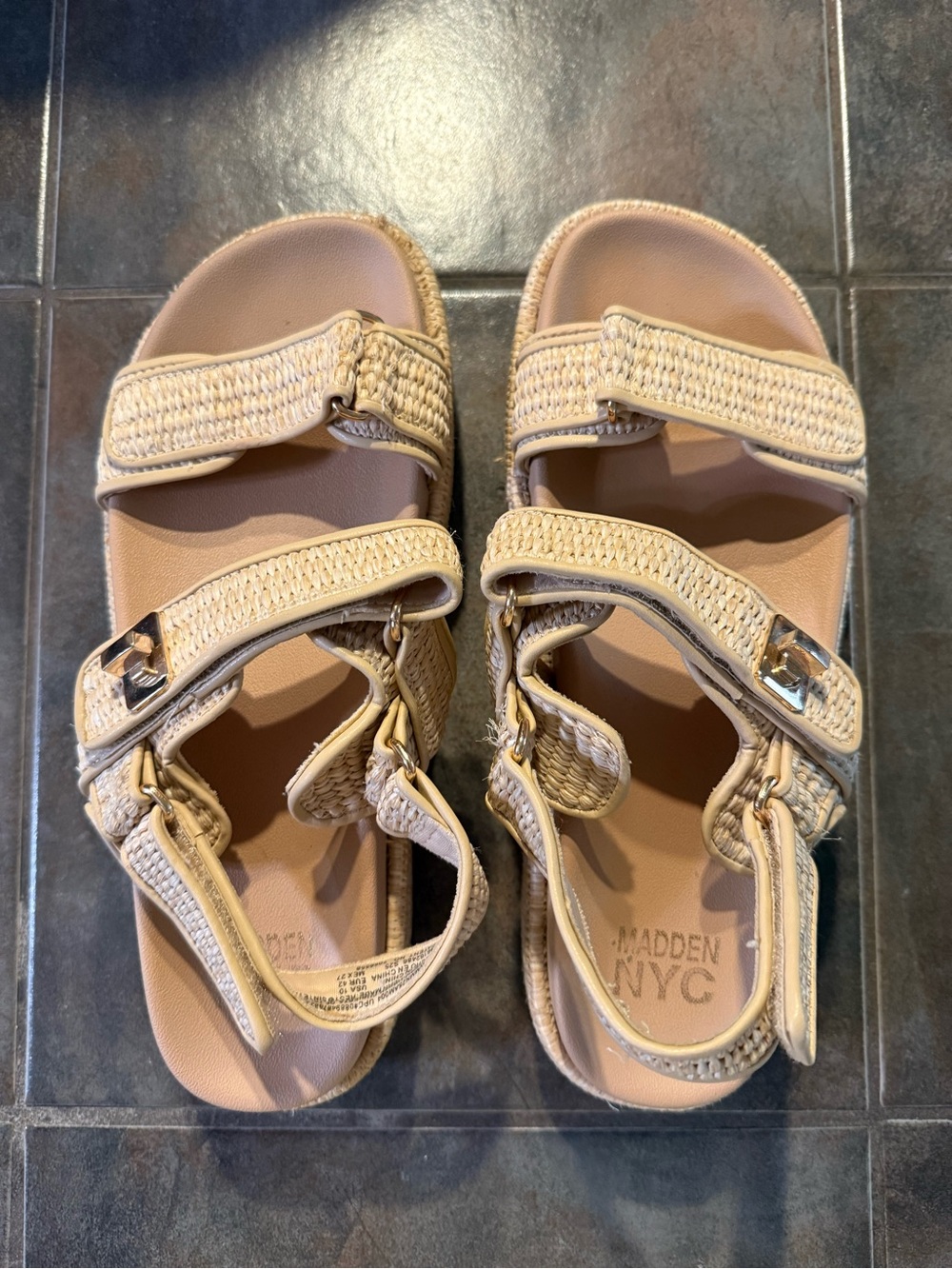 Madden NYC Kids Beige Woven Strap Sandals